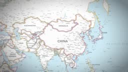 China Map. Zoom on World Map. Animated Shape Map of the China. 4K...