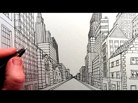 How to Draw a City Street View in One Point Perspective: TL