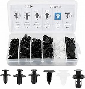 100PCS Car Trim Clips, Bumper Retainer Clips Car Retainer Kit, 6 Sizes Universal Car Door Card Panel Trim Panel Clips Bumper Nylon Fastener Retainer Push Rivet Kit for GM Ford Toyota Honda Chrysler
