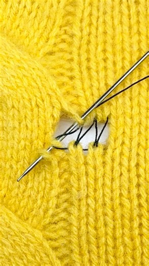 Alexandra Brinck on Instagram: "The magic of mending! 💛 If you're looking to learn more about knit repair, you'll find step-by-step tutorials and other useful stuff in my Instagram Subscriber channel and on Patreon. #mending #invisiblemending #knitting #visiblemending #asmr"
