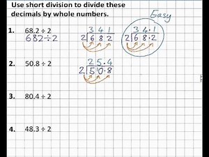 Short Division - dividing decimals by whole numbers