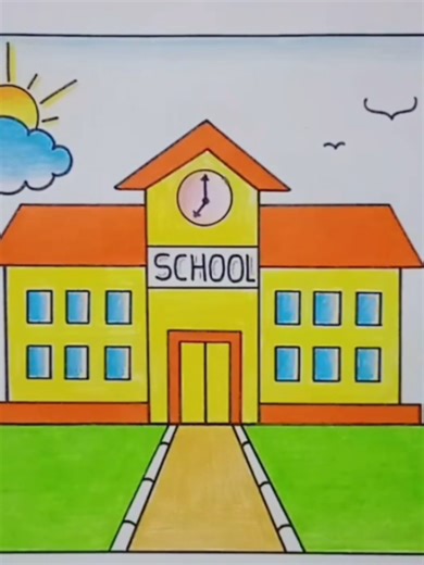 Beginner's Guide to Easy School Scenery Drawing