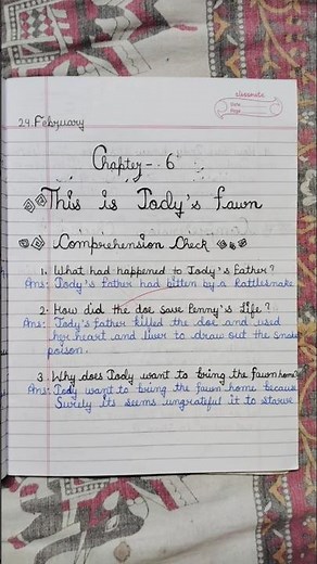 Class 8 English Chapter 6 | This is Jody's Fawn Question and Answers - Honeydew book