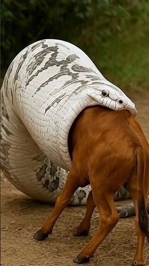 Shocking Moment! Giant Python Swallows a Cow Whole 🐍😱 #anaconda