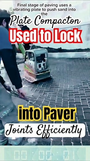 Plate Compactor Used to Lock Sand into Paver Joints Efficiently