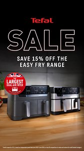Sign up & get 15% OFF our Tefal Easy Fry Dual Drawer air fryer range. Enjoy a complete or solo meal with 2 drawers, 2 sizes, in 1 air fryer & grill. *Cannot be used in conjunction with any other discount code. Excludes Clearance and Red Hot Deals items. | Tefal | Facebook