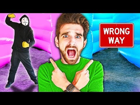 HACKERS TRAP ME in MAZE! Spending 24 Hours in Worlds Largest Bounce House vs Hide and Seek Challenge