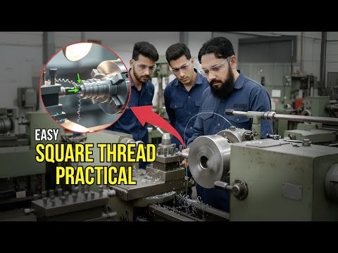 Easy Square Thread Cutting on Lathe – Practical Guide for Beginners! 🛠️”Students