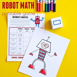 1.3K views · 28 reactions | Roll a die and see what kind of robot you will draw! Robot Math is a printable game that challenges children to draw while working on elementary geometry. Free template ---> https://www.adventure-in-a-box.com/robot-math-printable-game-of-art-geometric-shapes-for-kids/ | Adventure in a Box | Facebook