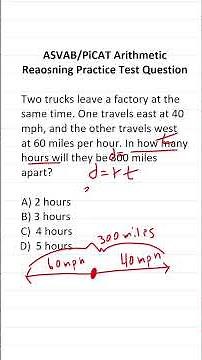 ASVAB/PiCAT Arithmetic Reasoning Practice Test Question: Distance, Rate, and Time (d = rt)
