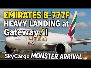Emirates Boeing 777F Heavy landing at (lAD)Gateway SkyCargo Monster Arrivel #viralvideo #highlight
