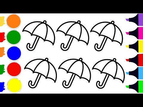 How To Draw Colorful Six Umbrellas | Easy Step by Step Tutorial
