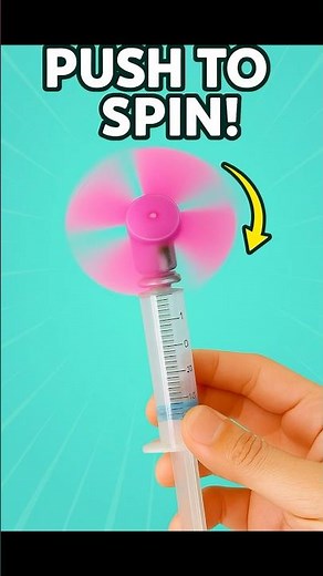 How to use a syringe, a motor, and a battery to make a simple fan that only runs when you push!"