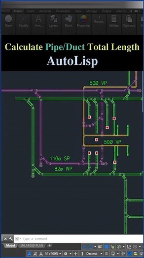 AutoCAD MEP Pipe Length AutoLisp | #plumbing #autocad #autolisp #lisp #shortsvideo #shorts