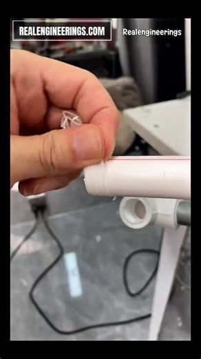 Real Engineerings | Engineering & Technology & Gadgets & DIY on Instagram: "Seamless Connections: Rapid PVC Threading with Power Tools! 🚿⚙️ ​Observe the efficiency of modern plumbing techniques! This video demonstrates how a specialized drill attachment instantly converts standard PVC piping into threaded connections, bypassing the need for messy glues or slow manual tools. ​The Art of Thread Generation ​This process involves cutting a helical ridge onto the cylinder, allowing parts to interloc