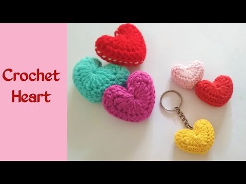 How to Crochet a Heart | Easy Crochet Amigurumi Heart Keychain - Crochet 3D Puffy Valentine Heart