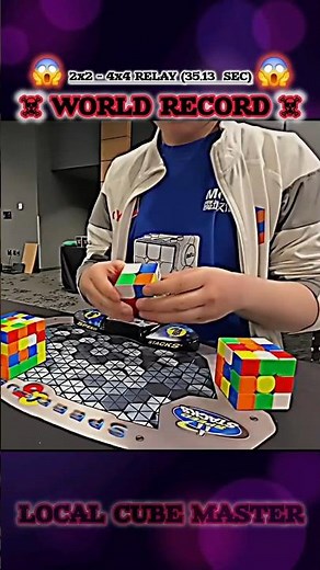 🔥 WORLD RECORD! Solving 2x2 to 4x4 Relay in 35 Seconds 😱 | Speedcubing Legend 🇮🇳 #shorts #cube