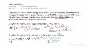 Interpreting the Parameters of a Linear Function for a Real-world Situation | Algebra | Study.com