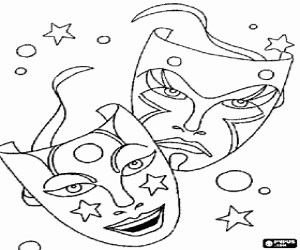 Classic masks coloring page printable game