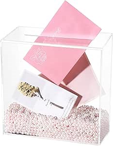 Acrylic Card Box with Slot, Clear Envelope Gift Box for Wedding Bridal Shower Party, No Print