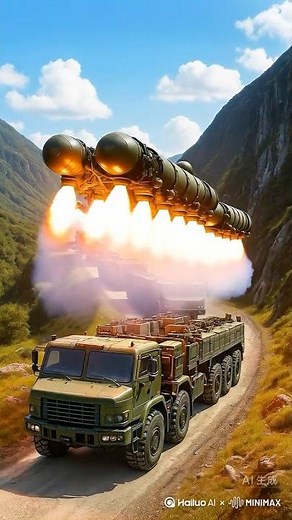 Multiple missile launchers in the valley fired missiles.