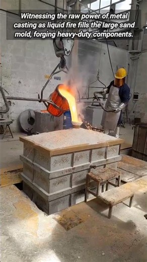 ​Pouring molten metal for large, traditionally cast heavy industrial components.
