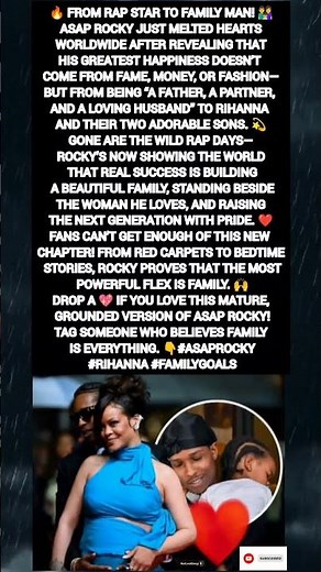 ASAP Rocky Reveals What TRULY Makes Him Happy:Being A Father & Loving Husband!👨‍👩‍👦💖#viral#asaprocky