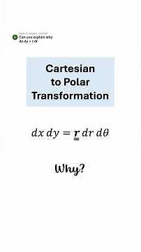 Cartesian to Polar Transformation (dx dy = r dr dθ) #maths #calculus #integration