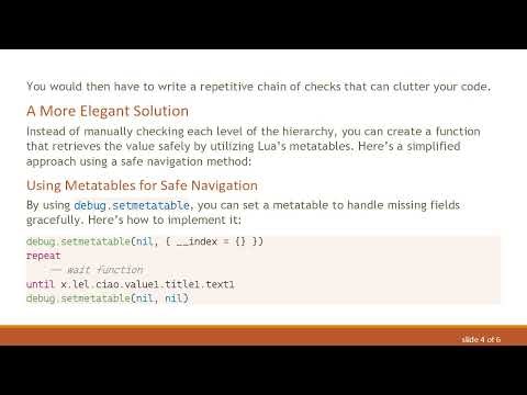 How to Handle Attempt to Index a Nil Value in Lua with Safe Paths