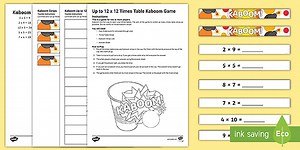 Up to 12 x 12 Times Table Kaboom Game