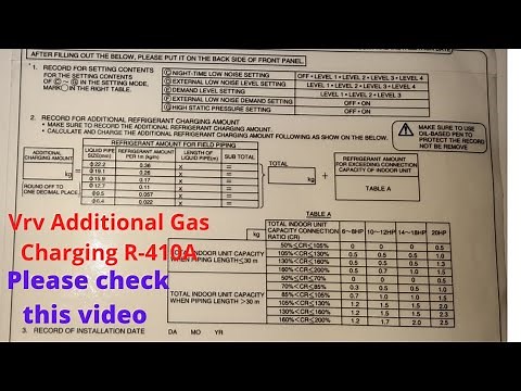 vrv gas calculation / daikin vrv additional refrigerant charge / vrv