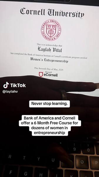 Follow for more ✨ Never stop learning!! As a woman in entrepreneurship I constantly invest in learning opportunities for me and my business!! Regardless of if you’re a business owner or not , you need to be learning something valuable. You are an asset and thinks like education only makes your asset more valuable #cornell #motivation #womensupportingwomen #entreprenuership #womenownedbusiness