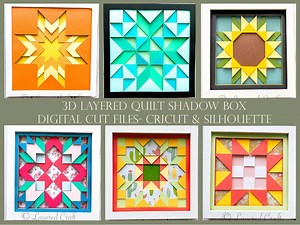 Quilt Block Layered Quilt 3D Shadow Box Quilt Pattern 3D Shadowbox Quilt Bundle: 6 Quilt Block Crafts - Digital Cut File SVG, PNG, EPS, Dxf - Etsy