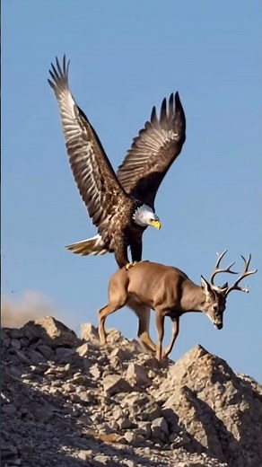 The eagle tried to catching a deer on the mountain #eagle#viralvideos #animals#shorts#