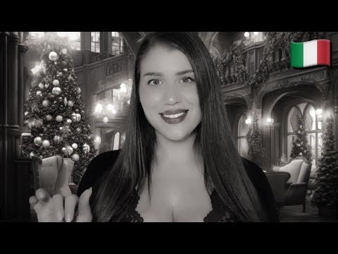 ASMR RP | 🇮🇹 Luxury Hotel Check-In for Christmas & Menu (Italian Accent) B&W