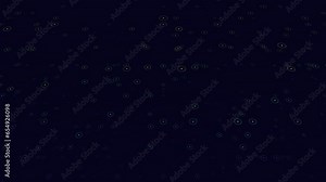 An abstract image of rainbow dots on a black background, forming concentric circles, with a larger circle in the center. Simplicity and harmony in design