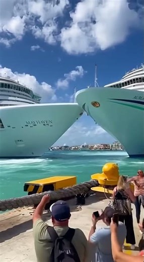 Giant Cruise Ships SMASH Together During Docking #Maritime #Shocking