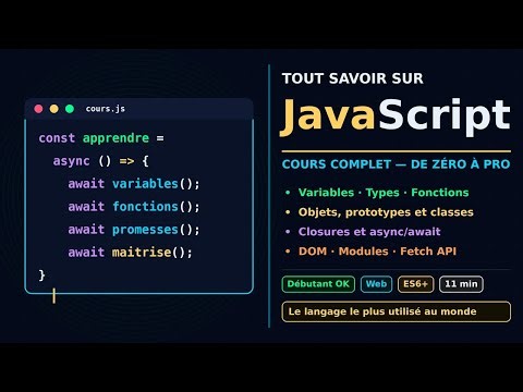 JavaScript — Tout Savoir en 11 Minutes : Cours Complet de Zéro à Pro