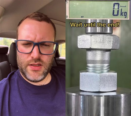 Giant Nut and Bolt Gets Crushed by Hydraulic Press!