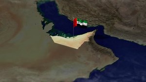 Map of UAE, Arabian, Middle East, United Arab Emirates with flag