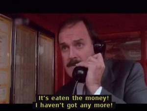 It’s eaten the money! from “Clockwise” ⏰ 1986 | John Cleese