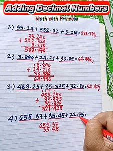 Math Review: Addition Of Decimal Numbers #Math #Mathematics #Mathviralvideo #Mathviral #Mathtricks #Mathreview #Additionofdecimalnumbers #viral #Trending Title: Suroor Artist: Brinda Link: https://business.facebook.com/sound/collection/?sound_collection_tab=sound_tracks&asset_id=677025967445830&reference=artist_attr | Math with Princess