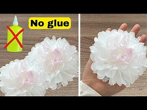 Easy paper flower | How to Make Tissue Paper Flowers Without Glue | Cute DIY Flower Craft Idea