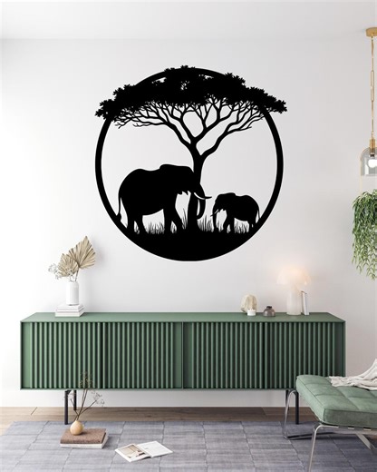 Elephant and Baby Silhouette SVG: African Safari Wall Art (digital Download) - Etsy
