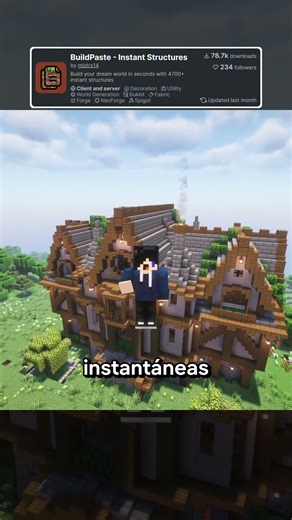 Miles de estructuras Instantaneas para tu minecraft! - BuildPaste mod #minecraft #mods #shorts
