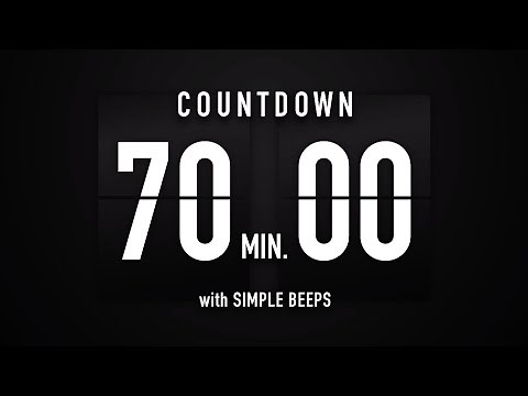 70 Minute Countdown Timer 🕙 Flip Clock with Simple Beeps 🔊🖤