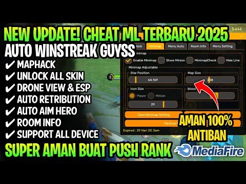 CHEAT ML TERBARU 2025 ANTI BANNED | MOD UNLOCK ALL SKIN | MAP HACK & AUTO AIM ALL HERO