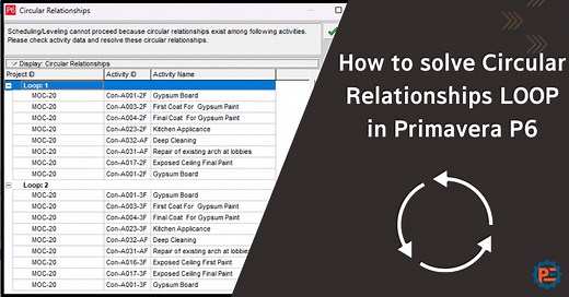 How to solve Circular Relationships LOOP in Primavera P6