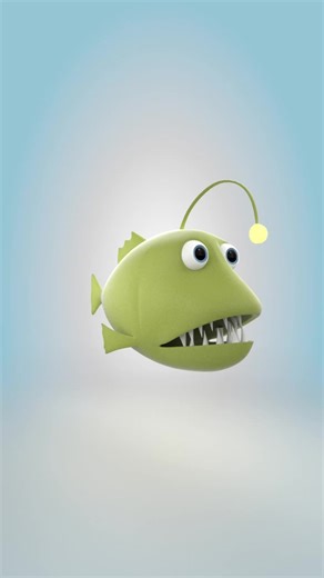 Cartoon Anglerfish #Anglerfish #blender #animals #3dmodeling #cute