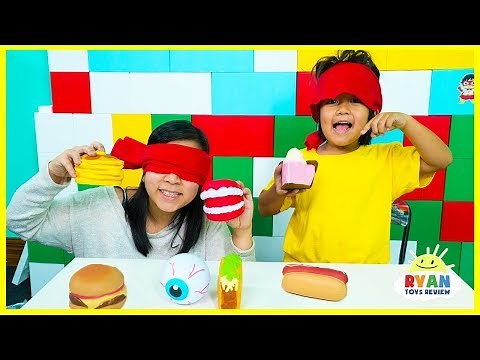 Guess the Squishy Toys challenge with Ryan and Mommy!